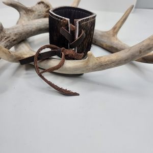 Brown Hair on Hide Cuff Braclet Holy Cow Couture Designer Handmade One of a Kind